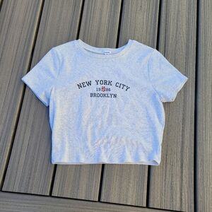 Gray New York City Crop Top | Size Larh